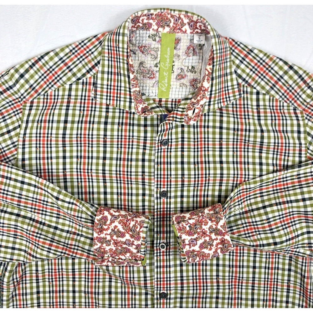 Robert Graham Shirt Men's Small Cape Vincent Classic Fit Long Sleeve Green Plaid